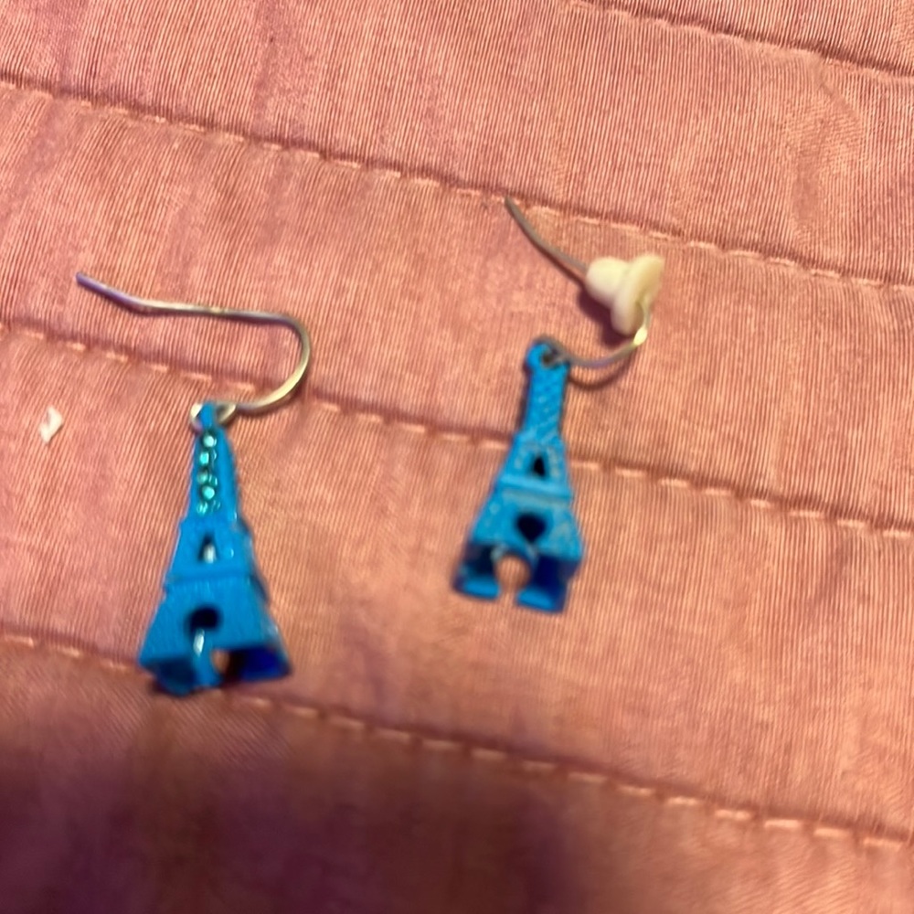 Blue Effiel tower earrings